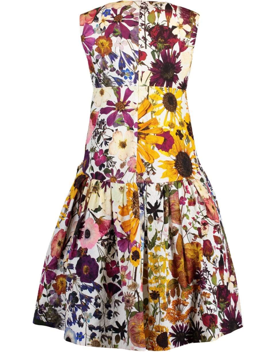 OSCAR DE LA RENTA-Floral Embroidered Cloque Peplum Dress-WHTMULTI