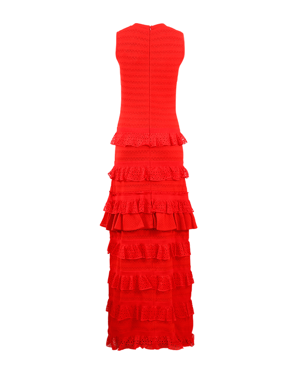 OSCAR DE LA RENTA-Lace Stitch Tier Gown-CAYENNE