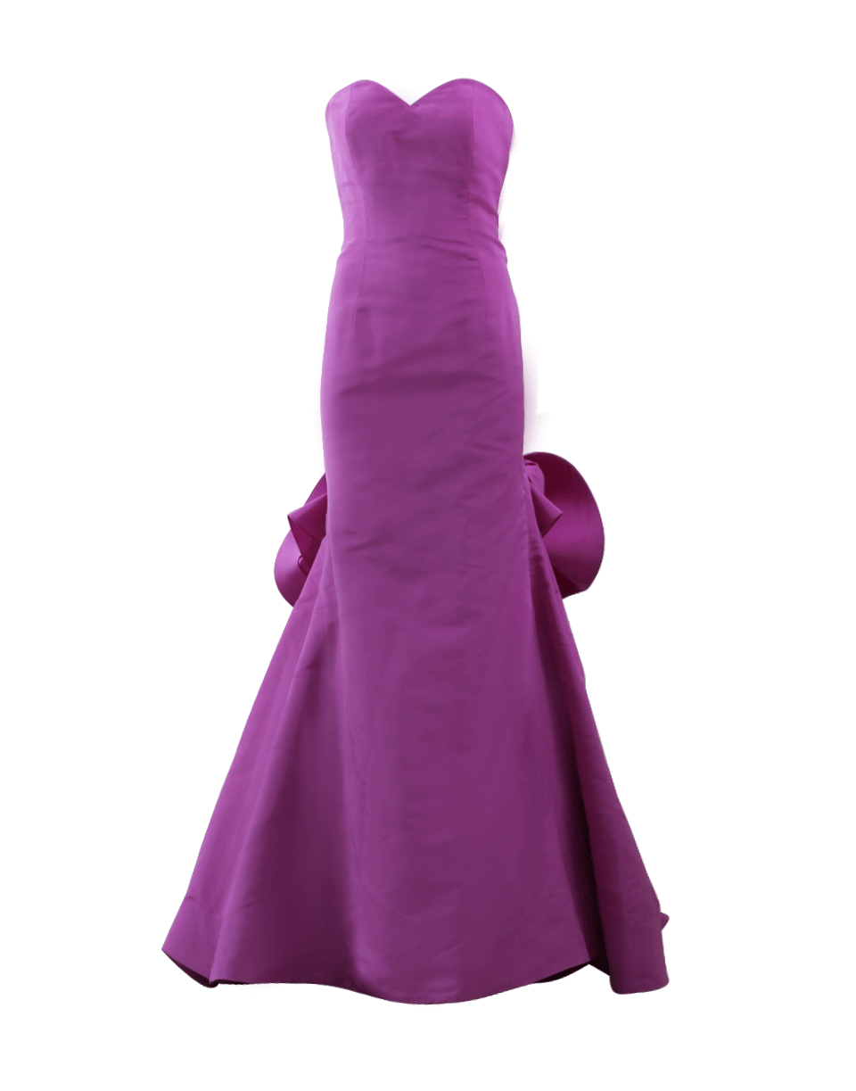 OSCAR DE LA RENTA-Strapless Gathered Back Gown-HYACINTH