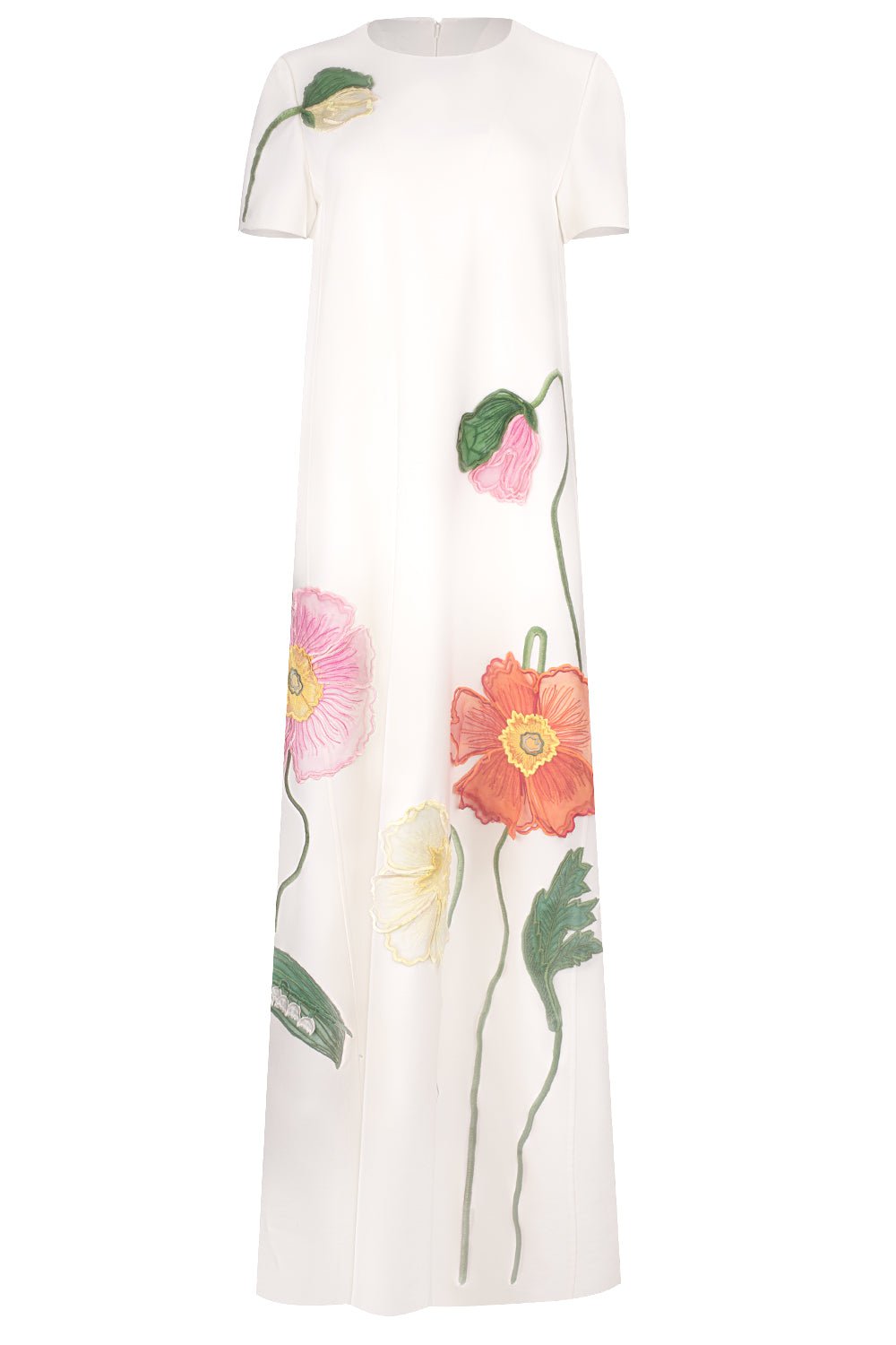 OSCAR DE LA RENTA-Painted Poppies Embroidered Gown-IVORY