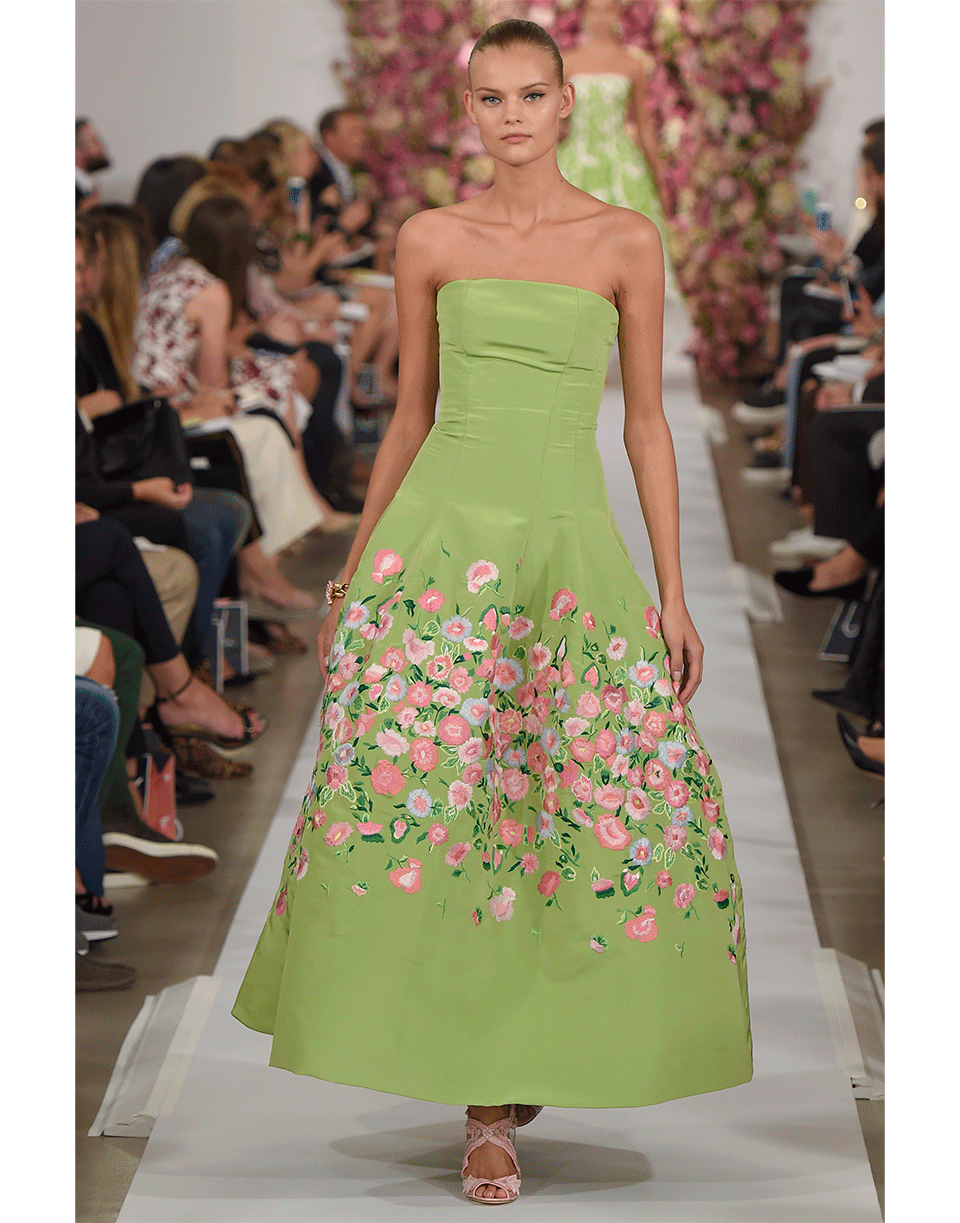 OSCAR DE LA RENTA-Embroidered Tea Length Gown-KEYLIME