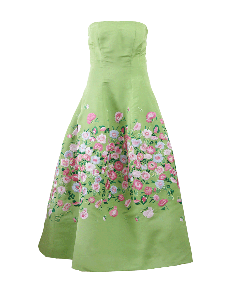OSCAR DE LA RENTA-Embroidered Tea Length Gown-KEYLIME
