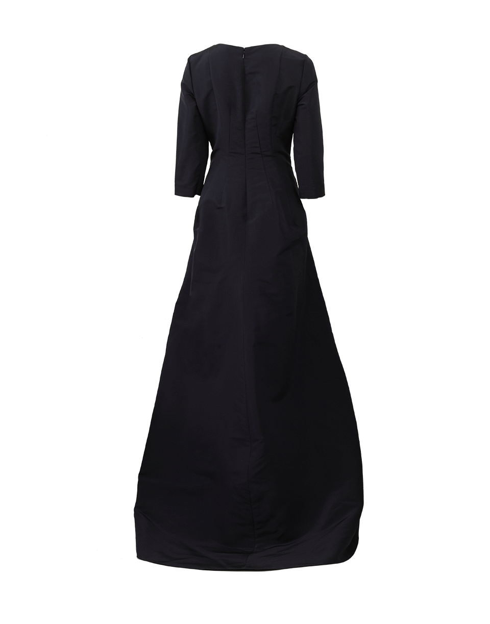 OSCAR DE LA RENTA-Bateau Neck Falle Gown-