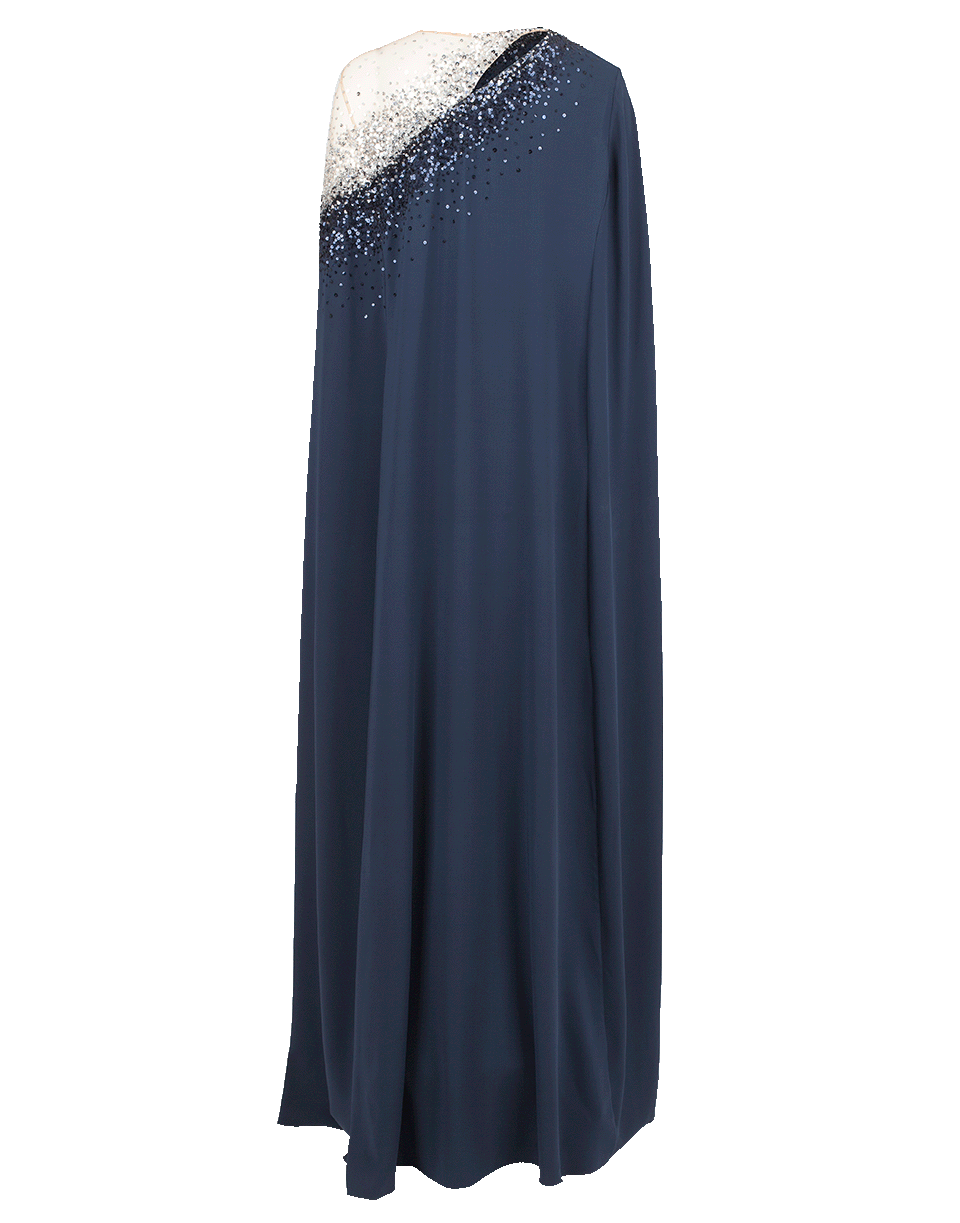 OSCAR DE LA RENTA-Sequin Caftan Gown-NVY/SLVR