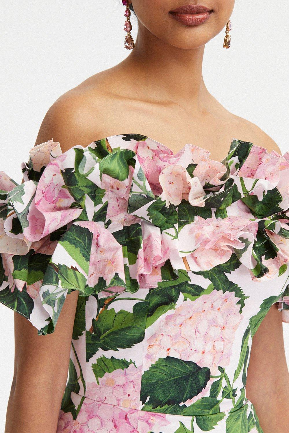 OSCAR DE LA RENTA-Hydrangea Ruffle Gown-PINK