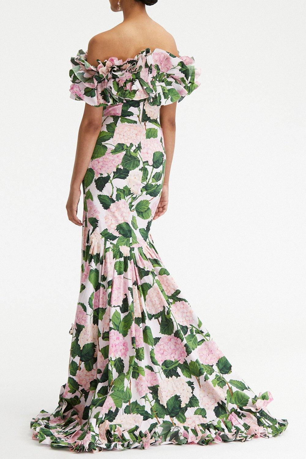 OSCAR DE LA RENTA-Hydrangea Ruffle Gown-PINK