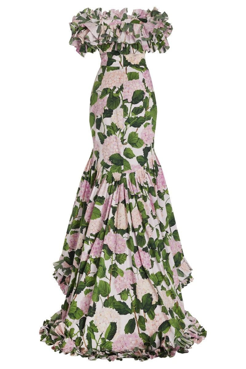 OSCAR DE LA RENTA-Hydrangea Ruffle Gown-PINK