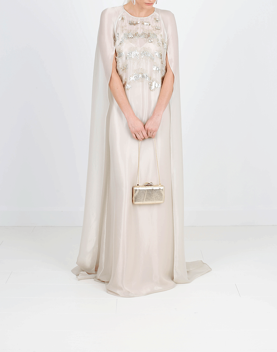 OSCAR DE LA RENTA-Embellished Caftan Gown-PLATINE
