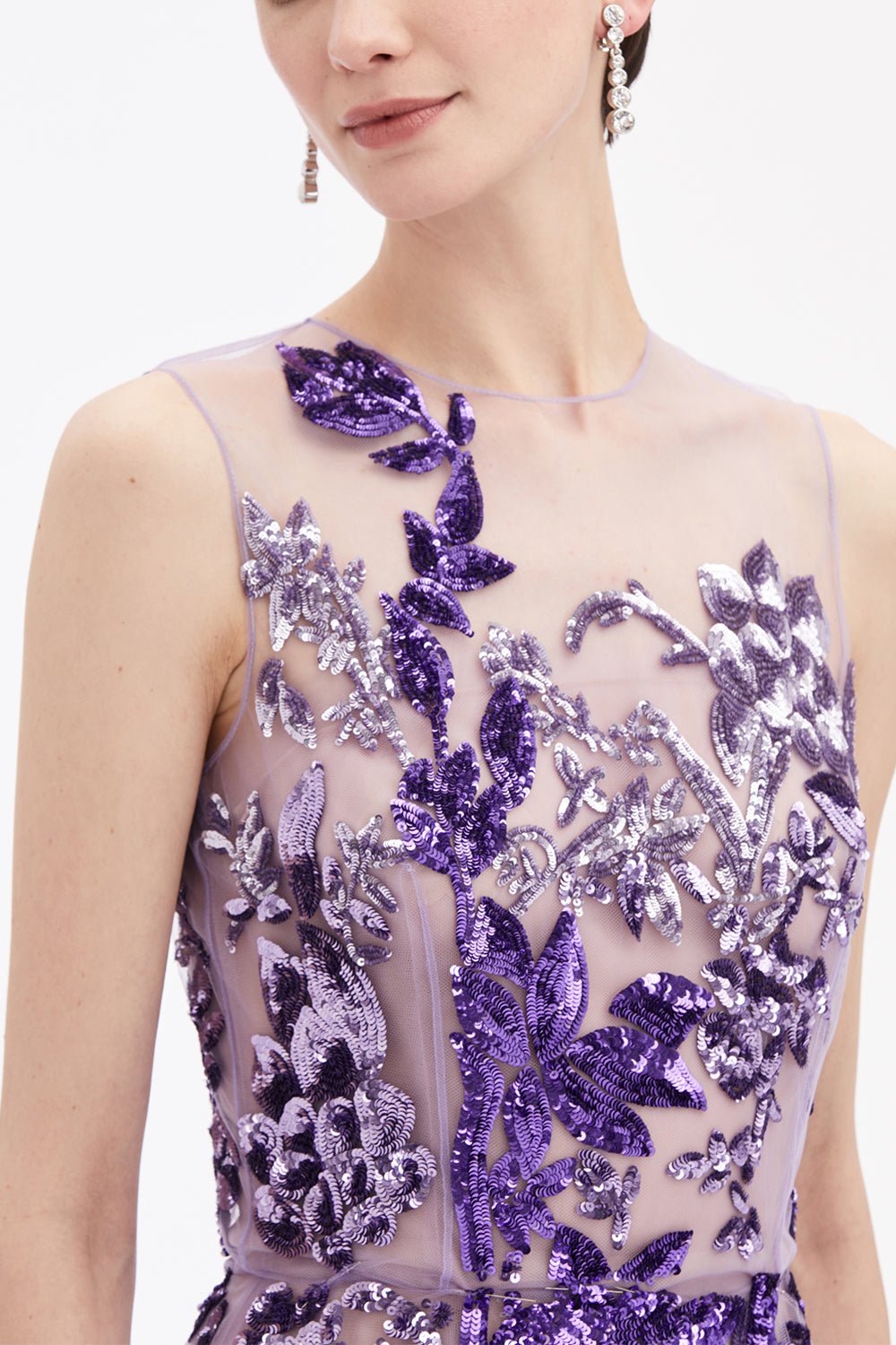 OSCAR DE LA RENTA-Ombre Sequin Peony Gown-PURPLE
