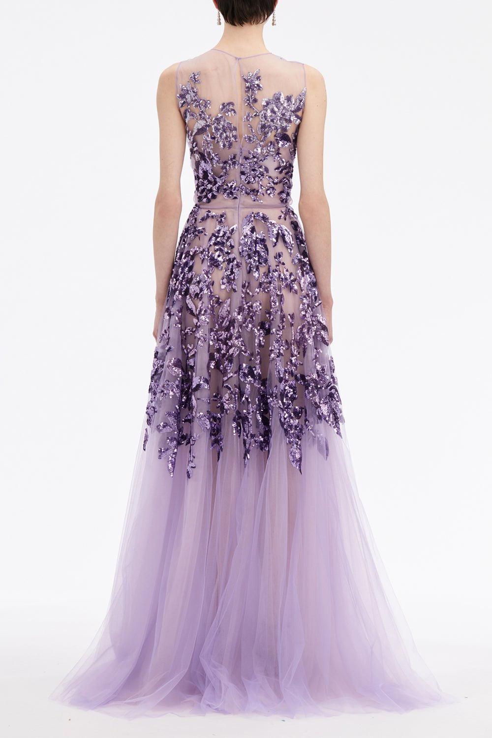 OSCAR DE LA RENTA-Ombre Sequin Peony Gown-PURPLE