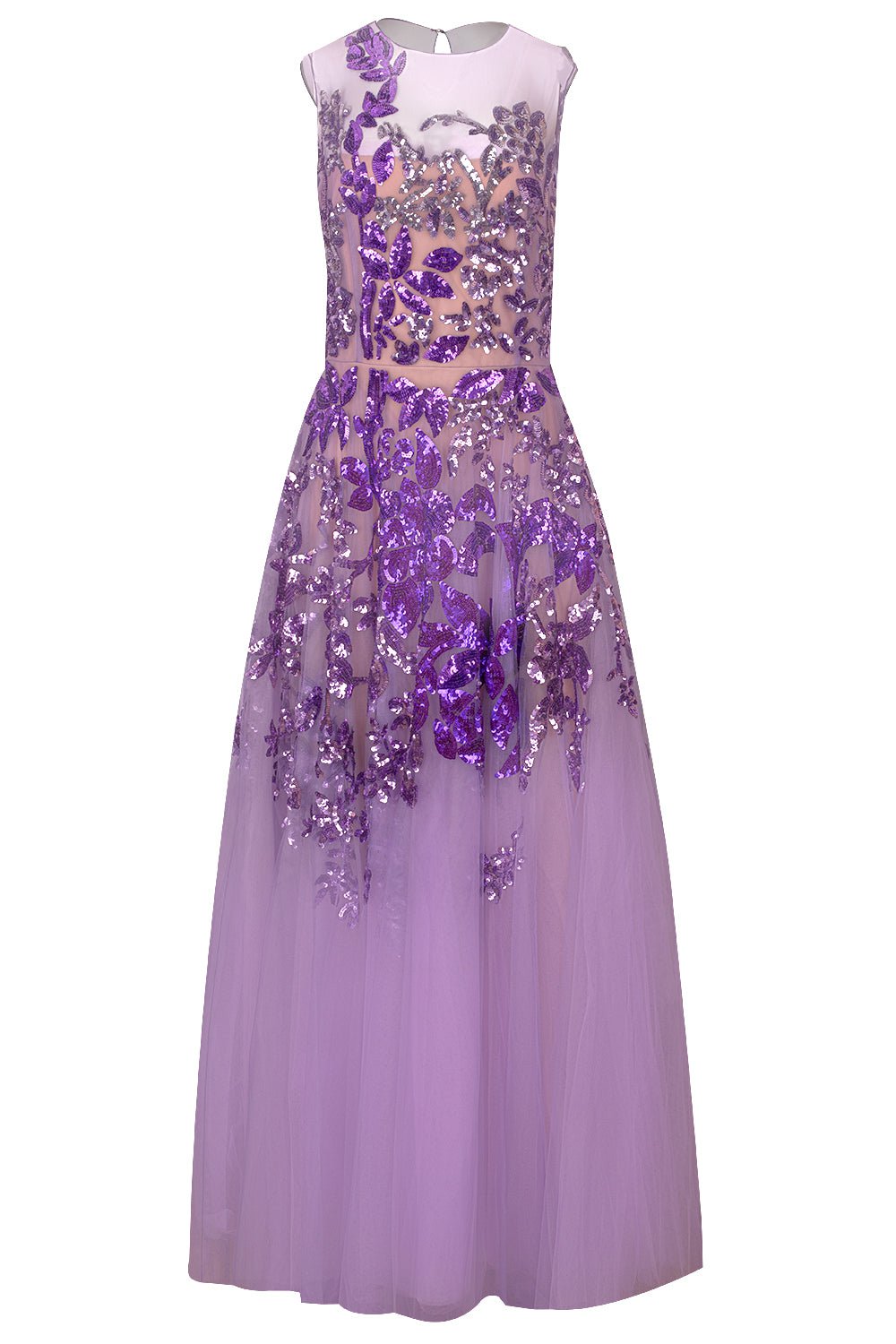 OSCAR DE LA RENTA-Ombre Sequin Peony Gown-PURPLE
