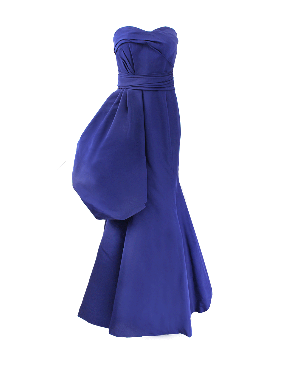 OSCAR DE LA RENTA-Strapless Side Drape Gown-ROYAL