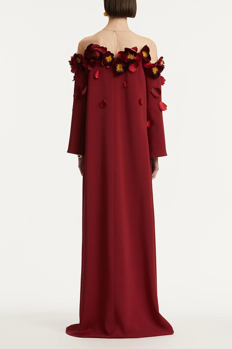 Illusion Off Shoulder Embroidered Caftan-TERRACTT-S-CLOTHINGDRESSGOWN-OSCAR DE LA RENTA