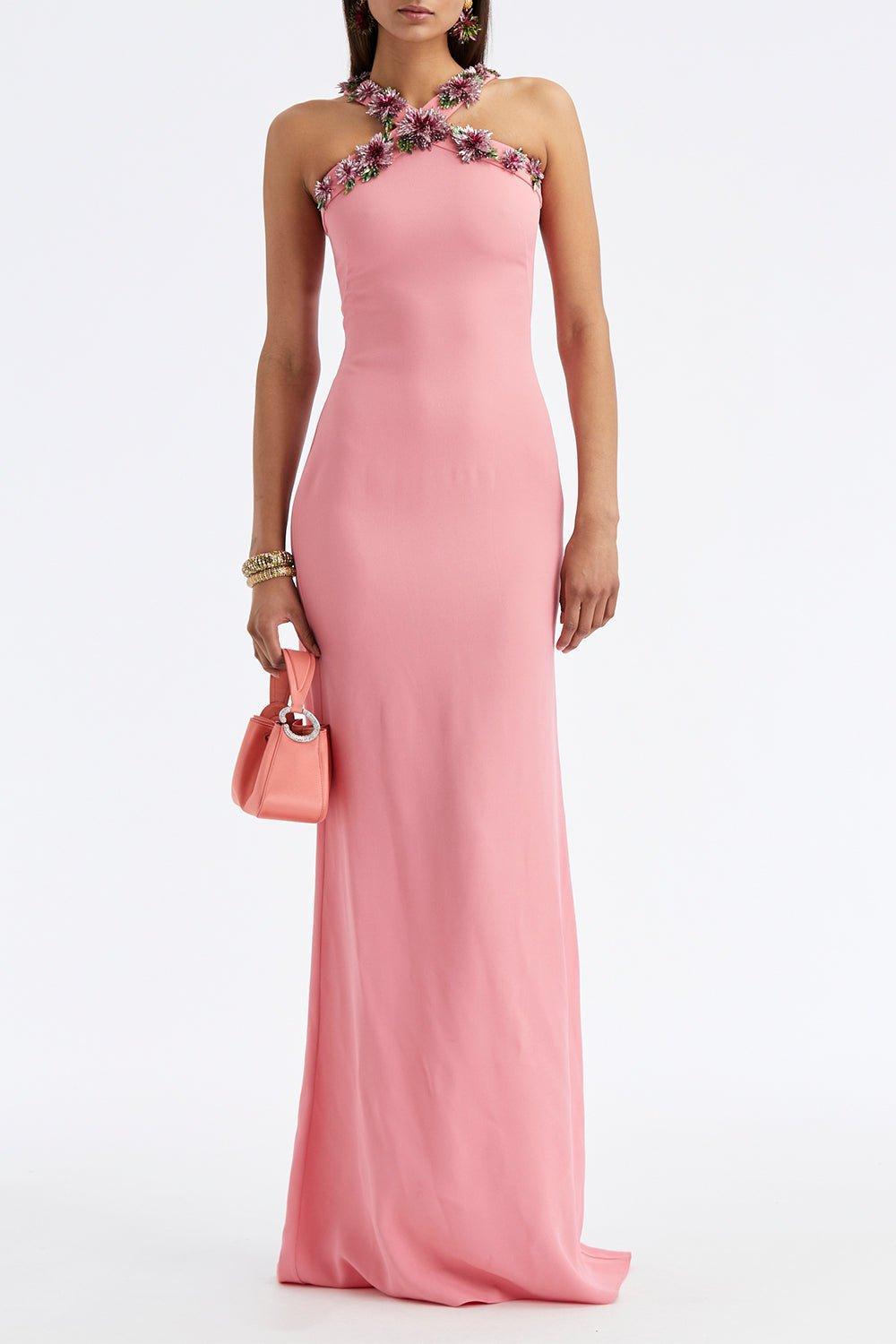 OSCAR DE LA RENTA-Halter Neck Dahlia Gown-TULIP