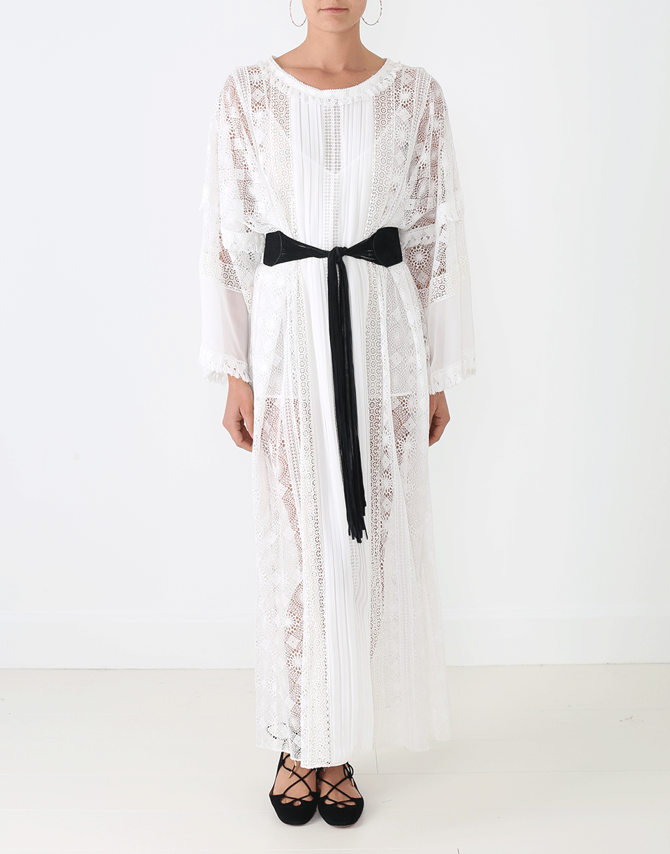 OSCAR DE LA RENTA-Crochet Lace Caftan-WHITE