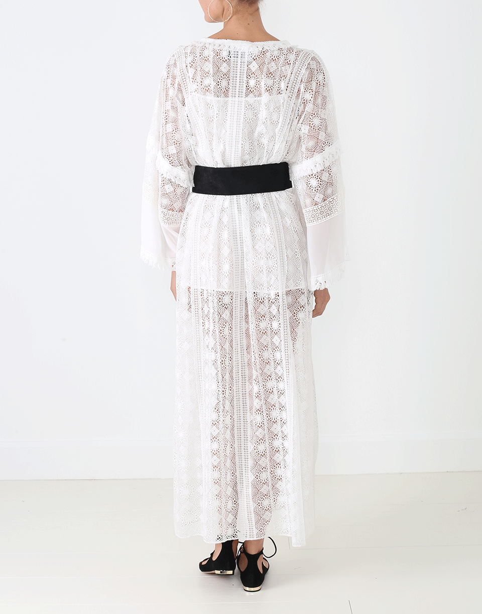OSCAR DE LA RENTA-Crochet Lace Caftan-WHITE