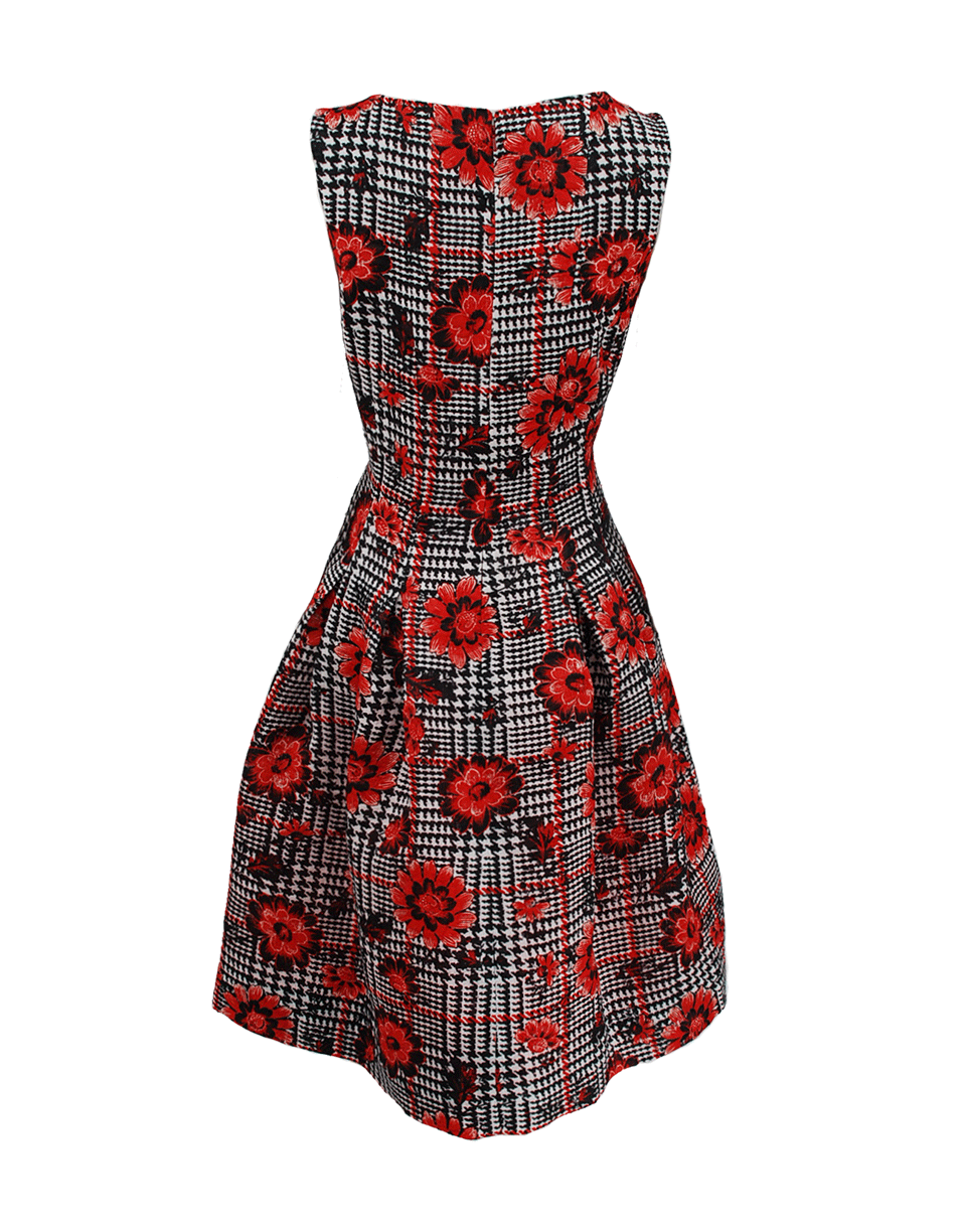 OSCAR DE LA RENTA-Sleeveless Dart Applique Dress-