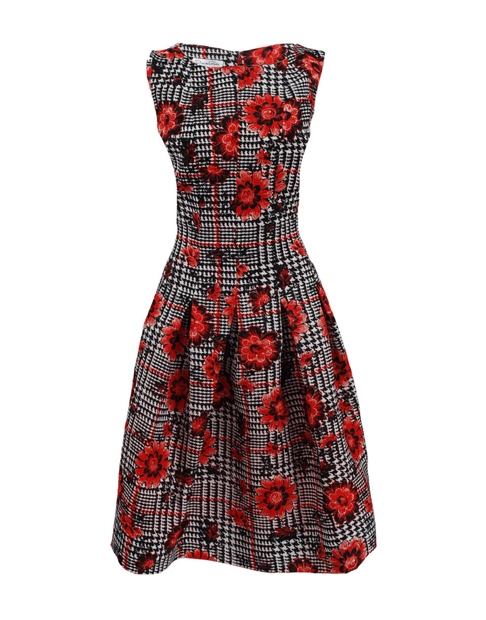 OSCAR DE LA RENTA-Sleeveless Dart Applique Dress-