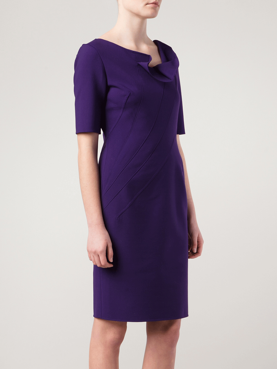 OSCAR DE LA RENTA-Draped Neck Pencil Dress-