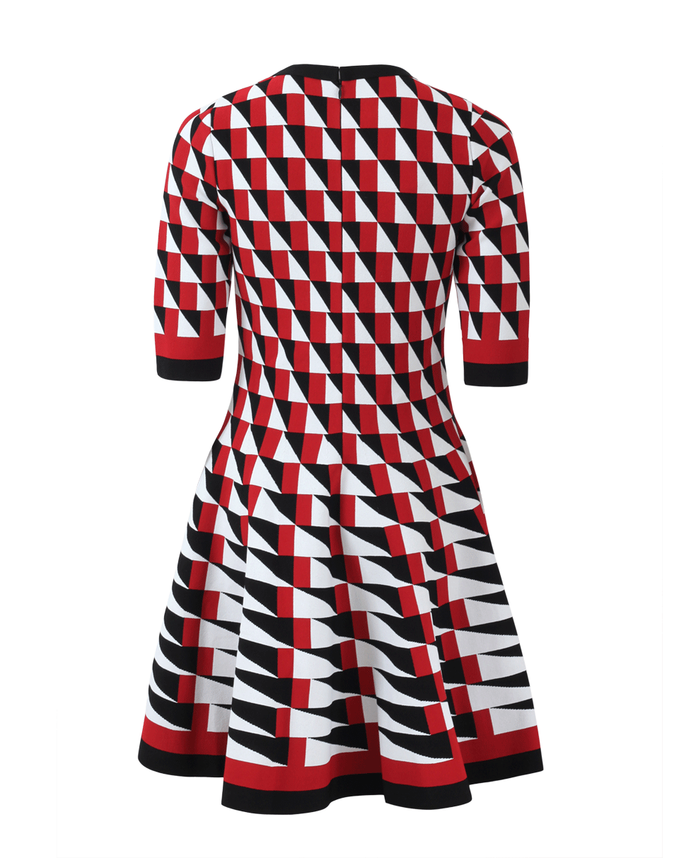 OSCAR DE LA RENTA-Knit Geo Print Skirt Dress-