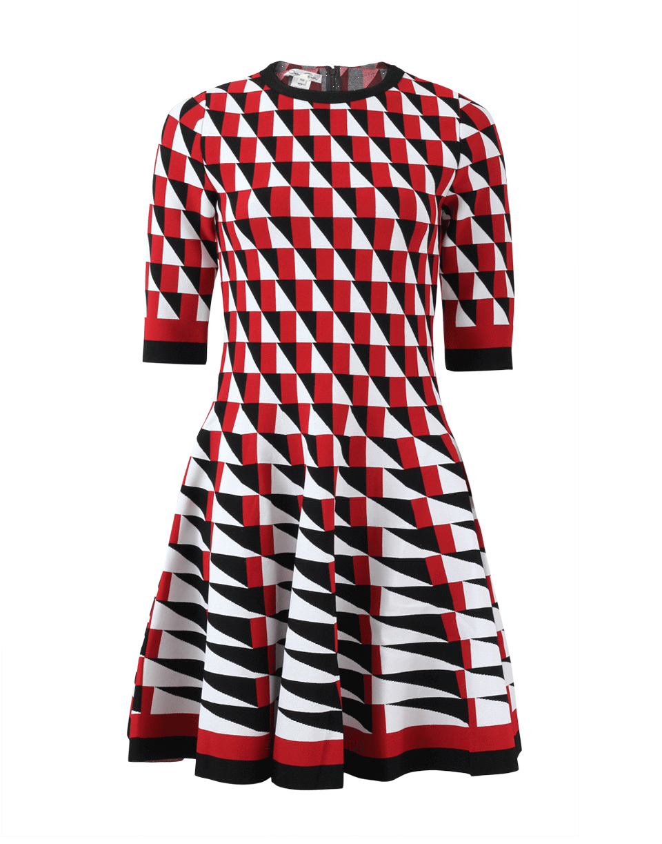 OSCAR DE LA RENTA-Knit Geo Print Skirt Dress-