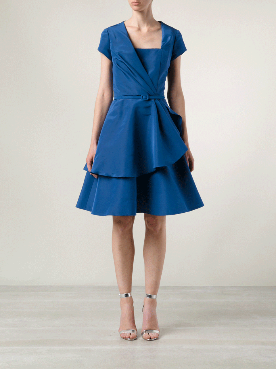 OSCAR DE LA RENTA-Asymmetric Belted A-Line Dress-