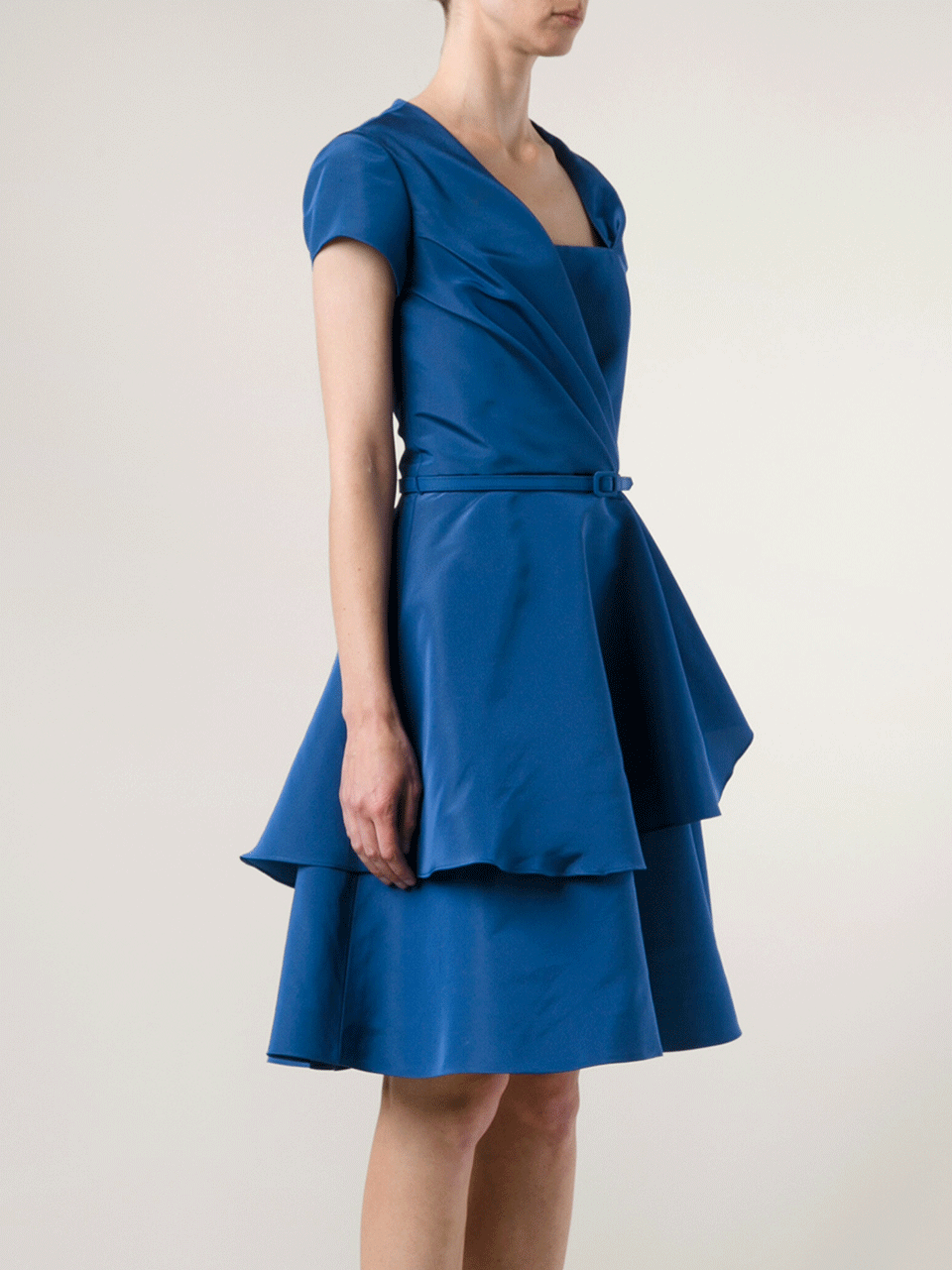 OSCAR DE LA RENTA-Asymmetric Belted A-Line Dress-