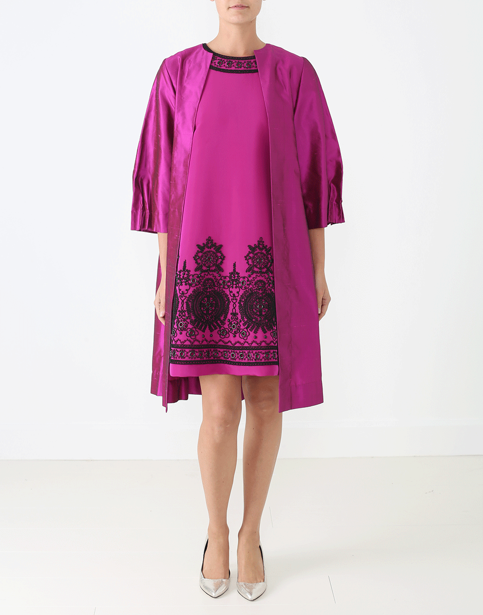 OSCAR DE LA RENTA-Faille Embroidered Dress-