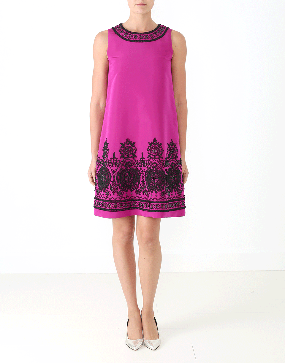 OSCAR DE LA RENTA-Faille Embroidered Dress-