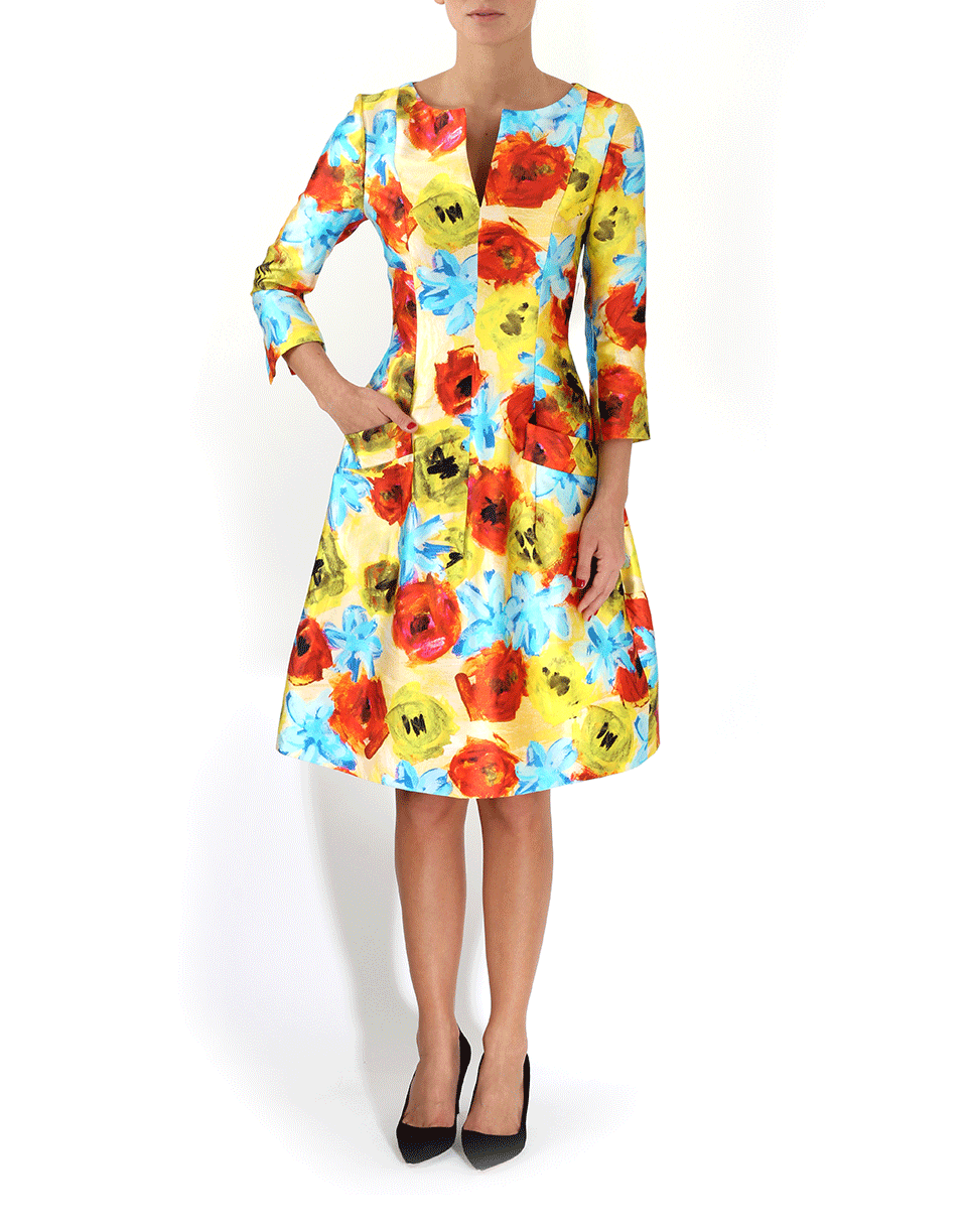 OSCAR DE LA RENTA-Floral Mikado Dress-