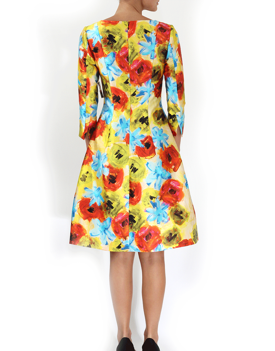 OSCAR DE LA RENTA-Floral Mikado Dress-
