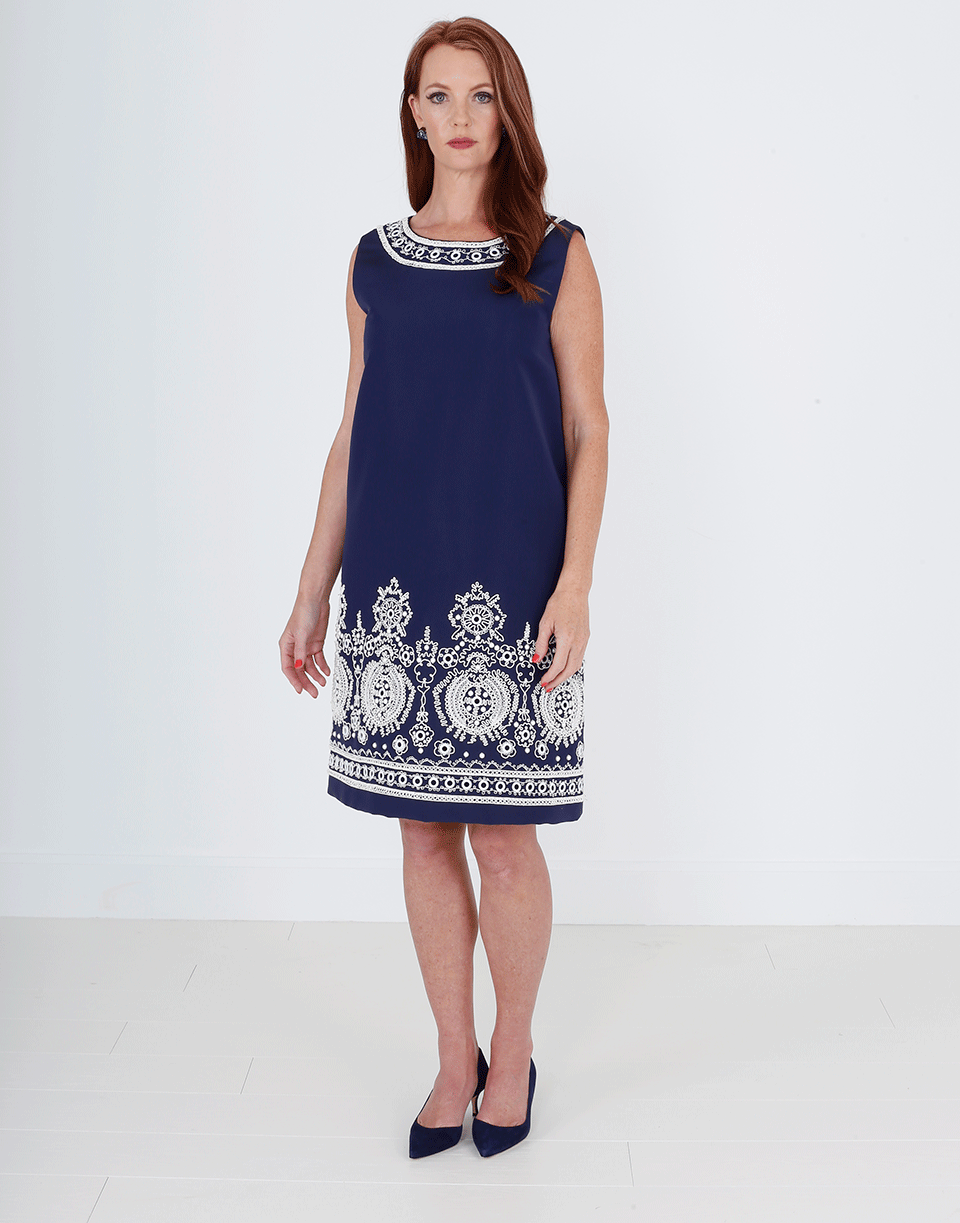 OSCAR DE LA RENTA-Faille Embroidered Dress-