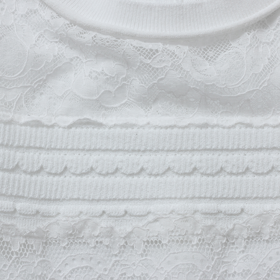 OSCAR DE LA RENTA-White Knit Dress-