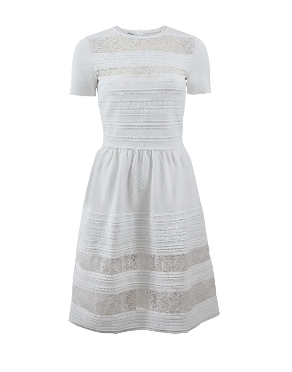 OSCAR DE LA RENTA-White Knit Dress-