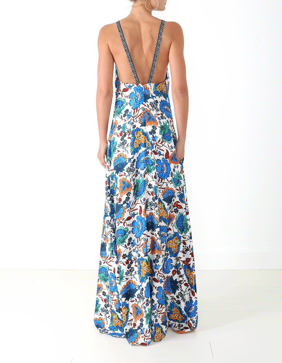 OSCAR DE LA RENTA-Print Silk Maxi Dress-WHT MULT