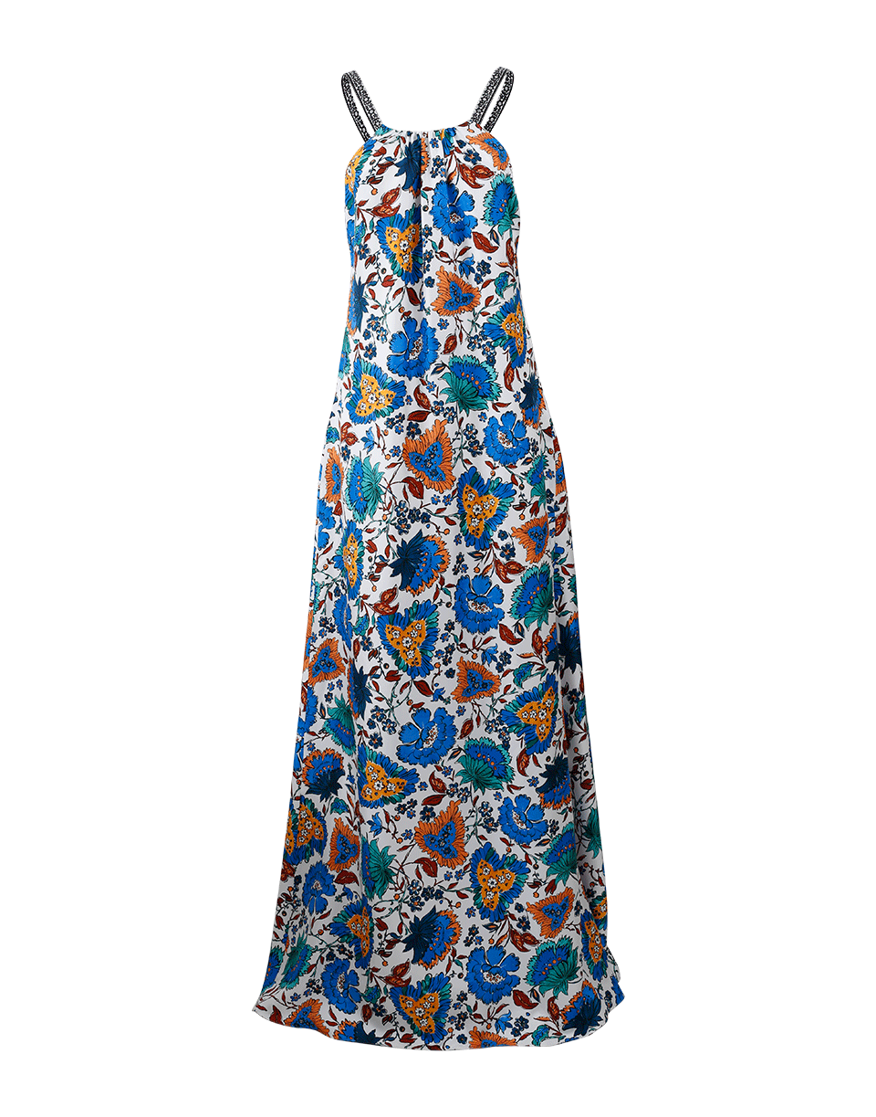 OSCAR DE LA RENTA-Print Silk Maxi Dress-WHT MULT