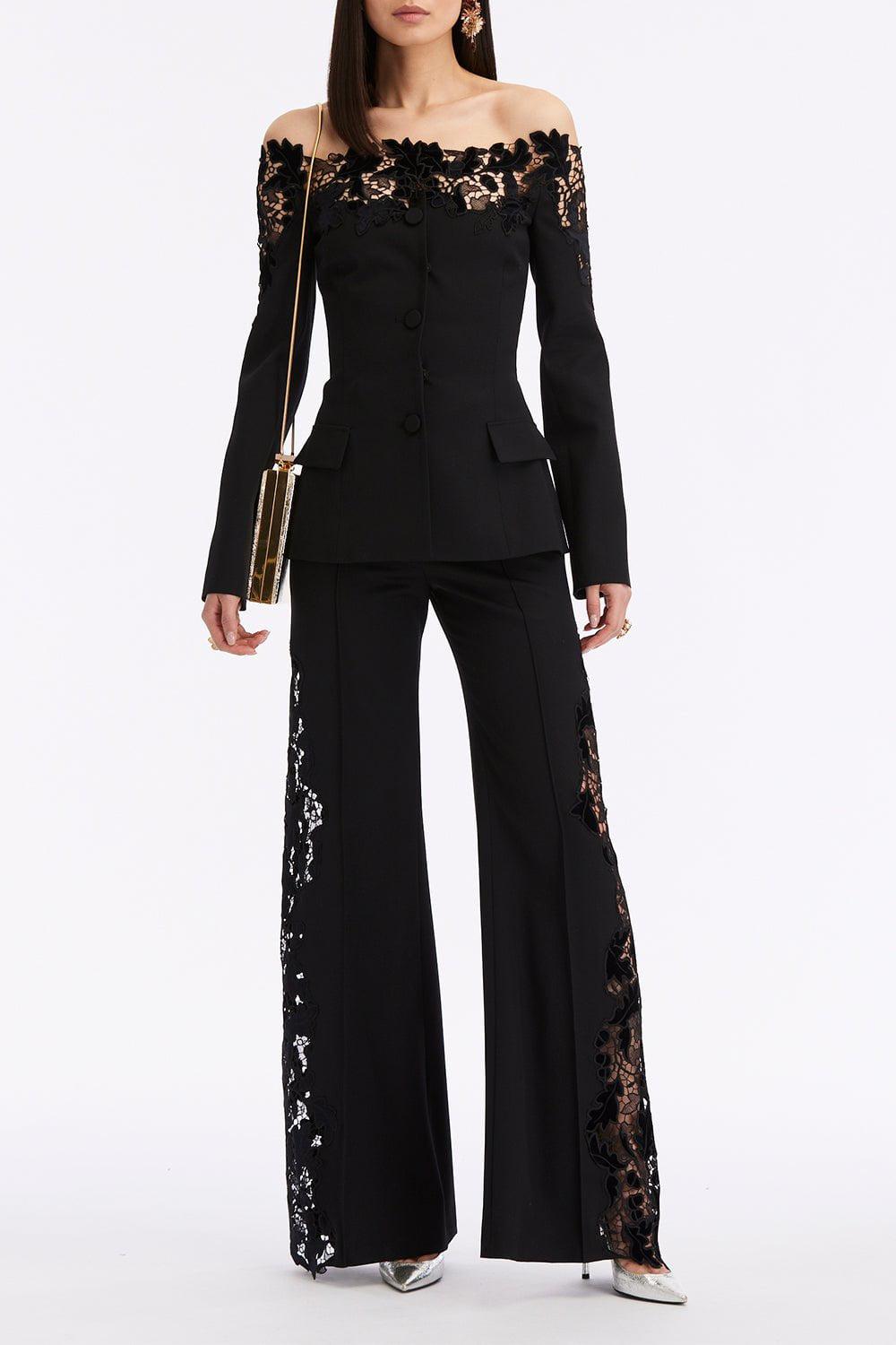 OSCAR DE LA RENTA-Off The Shoulder Lace Jacket-