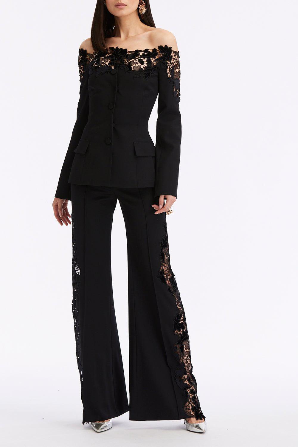 OSCAR DE LA RENTA-Off The Shoulder Lace Jacket-