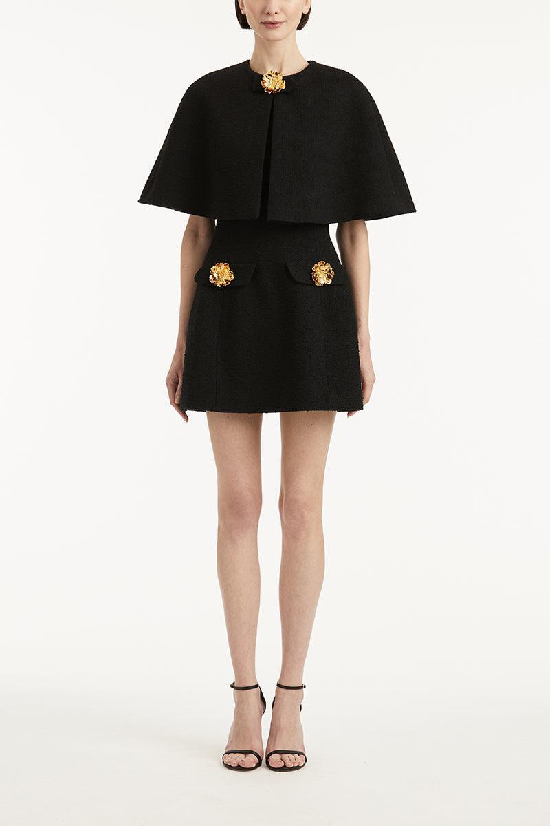 Midi Sleeve Cape Jacket-BLACK-2-CLOTHINGJACKETCASUAL-OSCAR DE LA RENTA