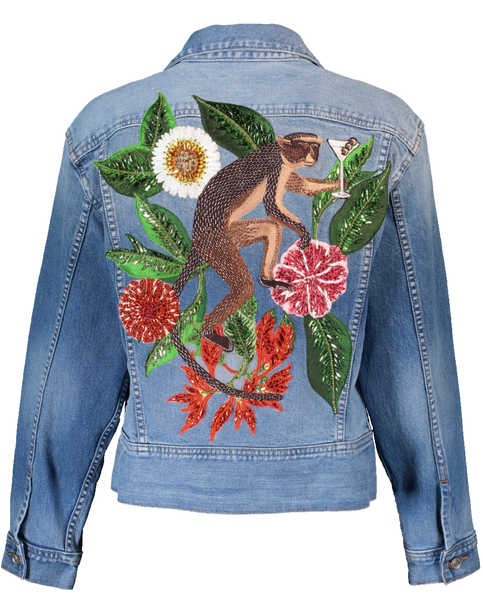 OSCAR DE LA RENTA-Oversized Embellished Jean Jacket-