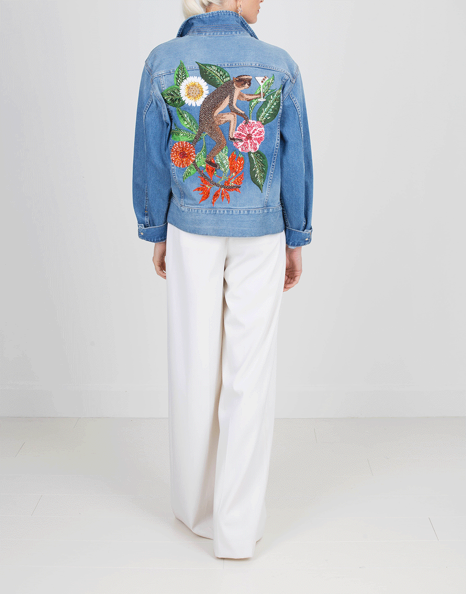 OSCAR DE LA RENTA-Oversized Embellished Jean Jacket-