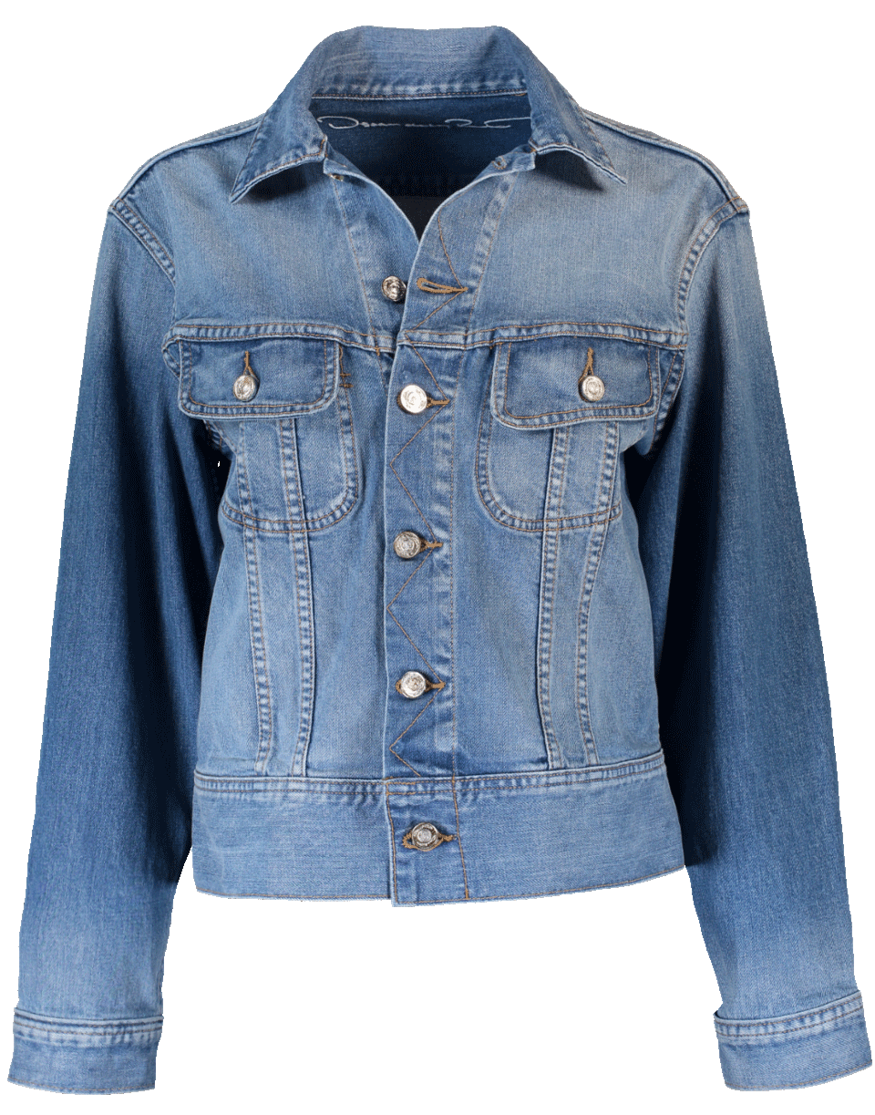 OSCAR DE LA RENTA-Oversized Embellished Jean Jacket-