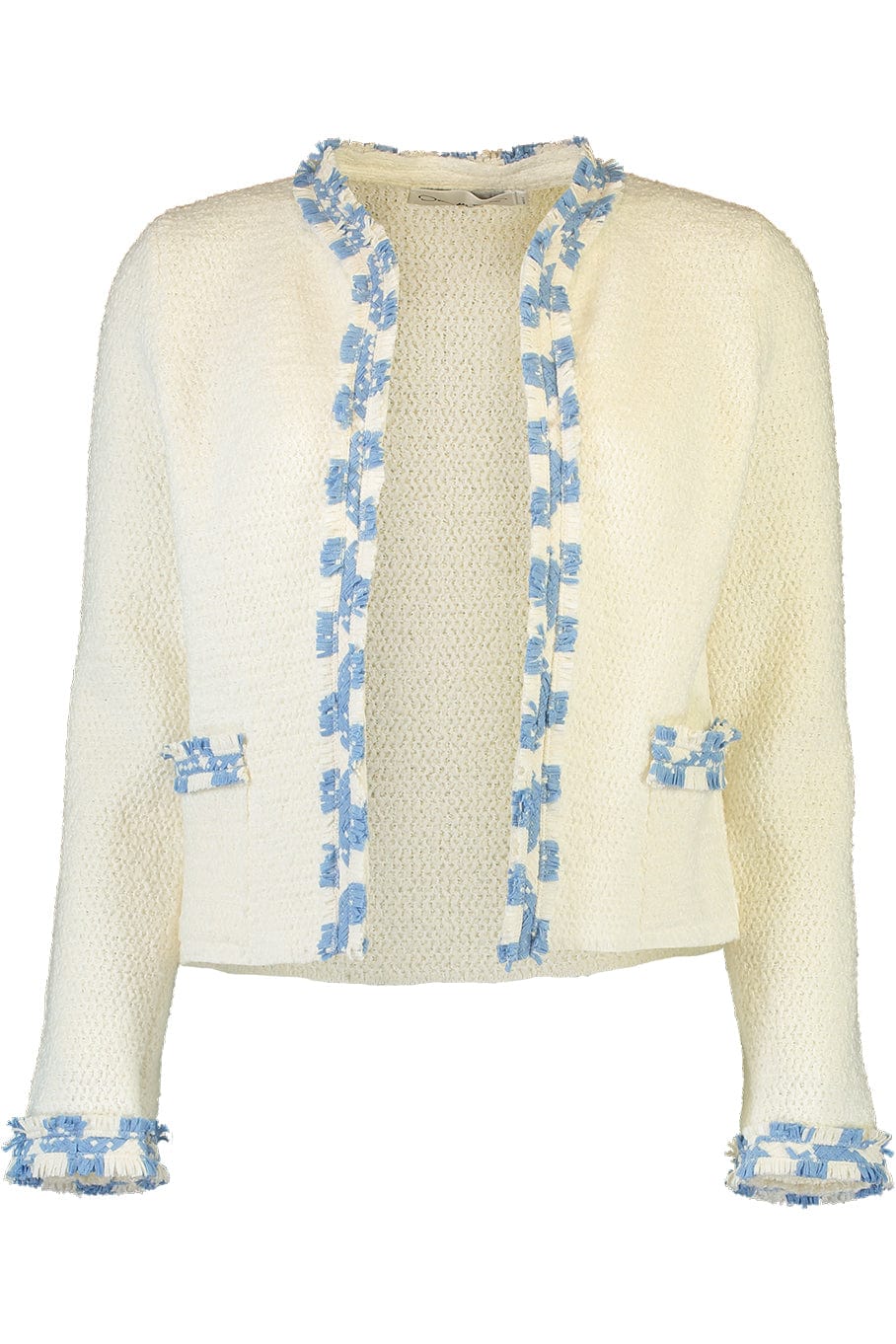 OSCAR DE LA RENTA-Jacket With Gingham Tweed Fringe-