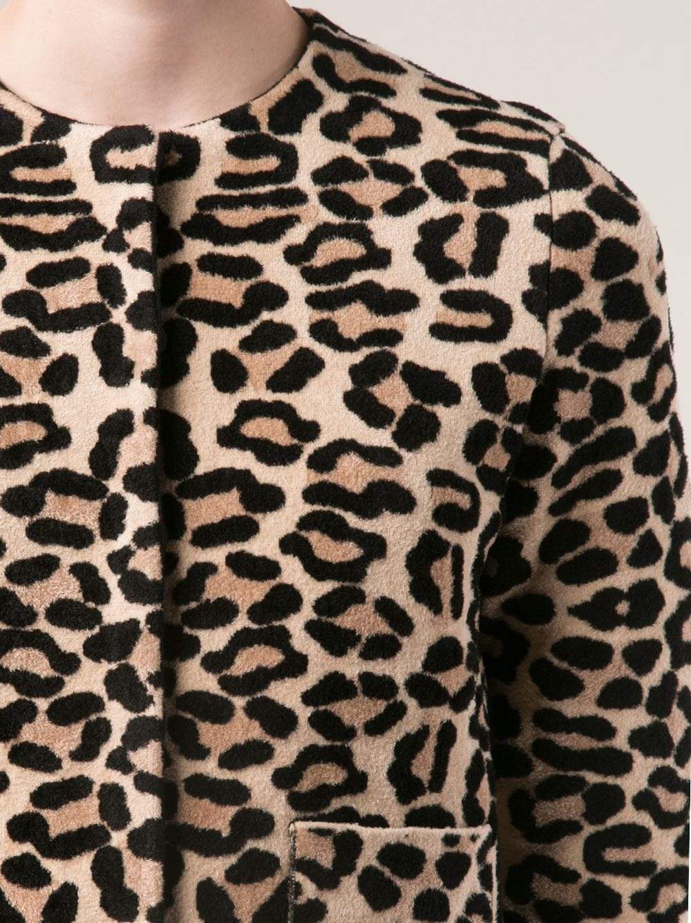 OSCAR DE LA RENTA-Cropped Leopard Knit Jacket-
