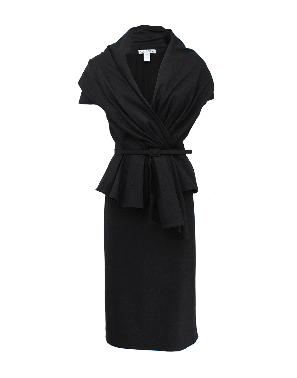 OSCAR DE LA RENTA-Short Sleeve Belted Jacket and High Waist Skirt-
