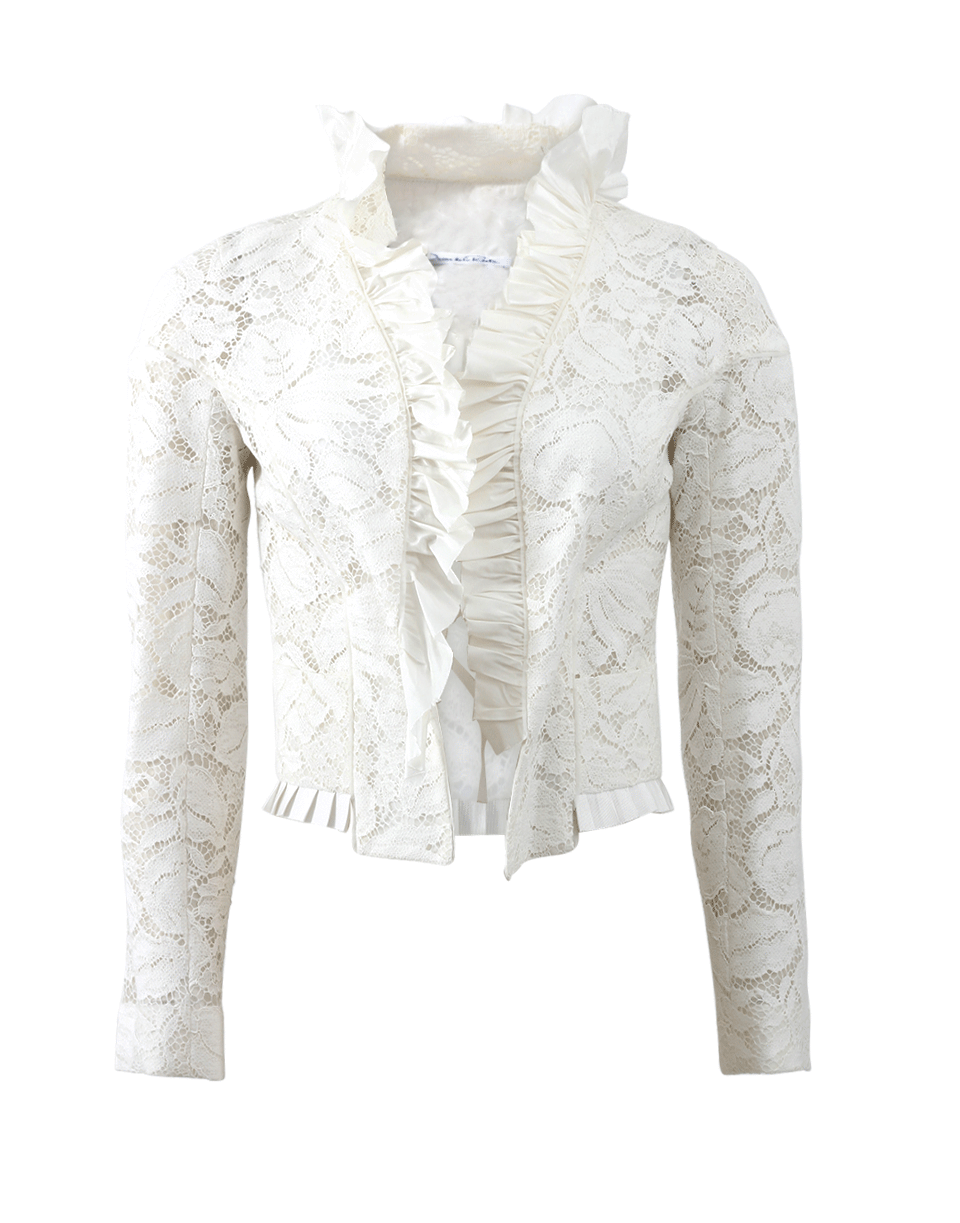 OSCAR DE LA RENTA-Lace Ruffle Jacket-IVORY