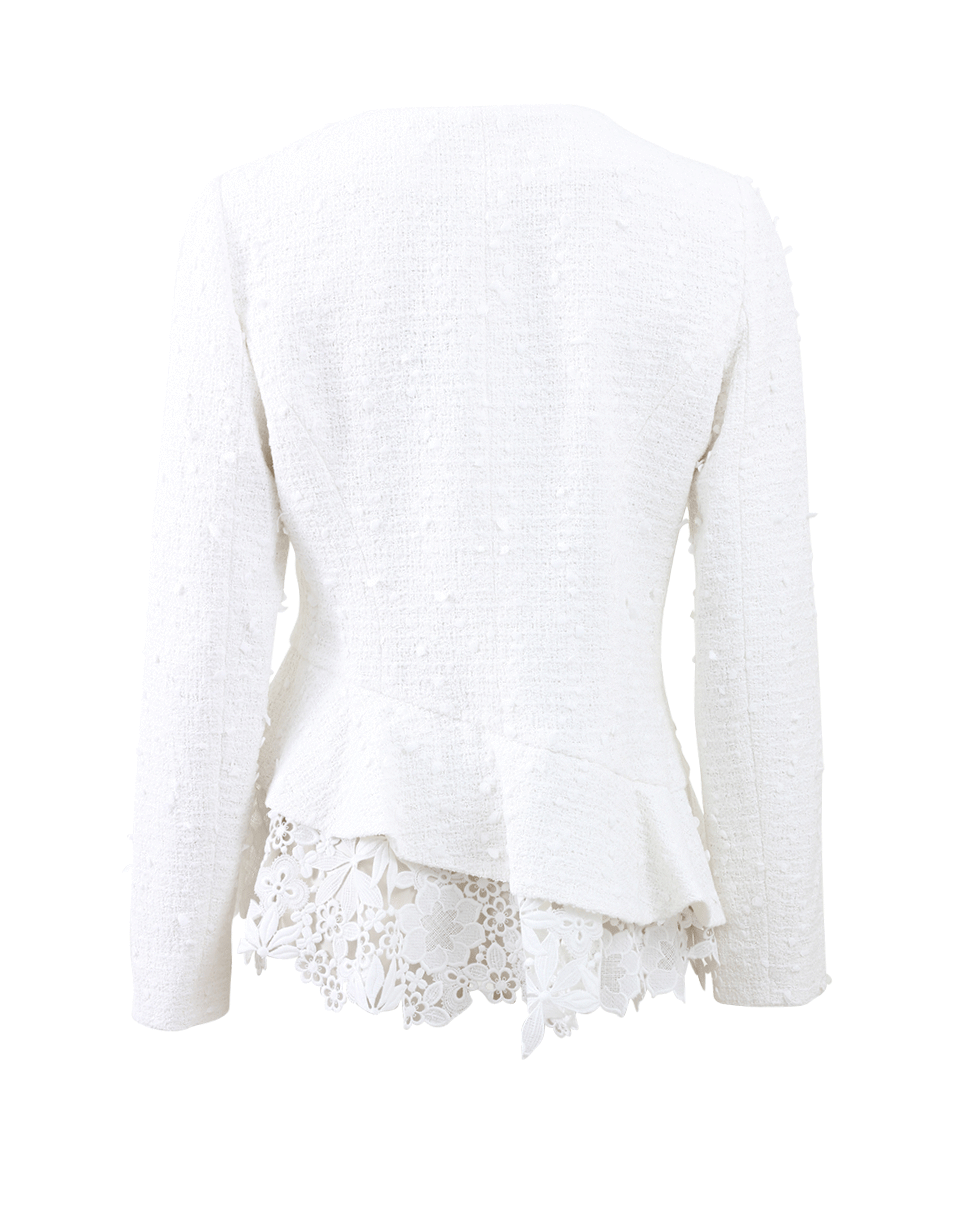 OSCAR DE LA RENTA-Lace Detail Tweed Jacket-