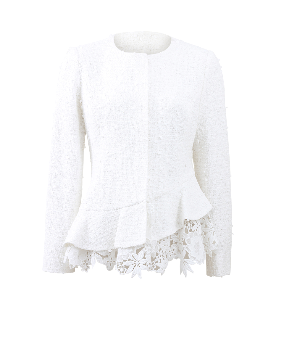 OSCAR DE LA RENTA-Lace Detail Tweed Jacket-