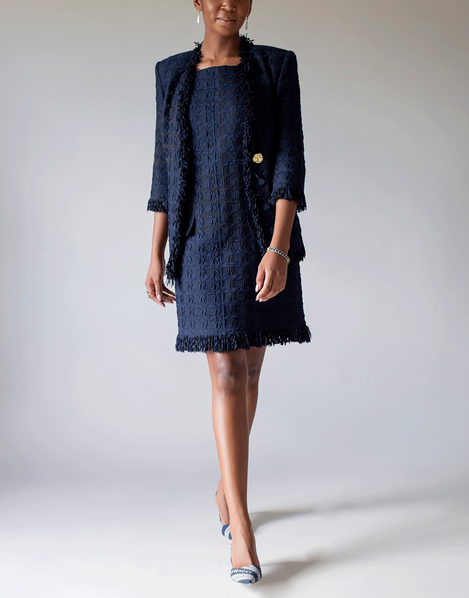 OSCAR DE LA RENTA-Elbow Sleeve V-Neck Jacket-