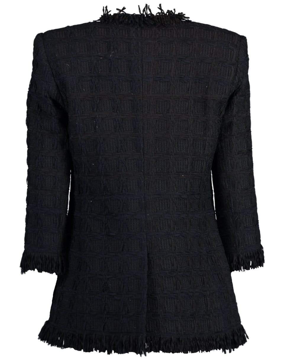 OSCAR DE LA RENTA-Elbow Sleeve V-Neck Jacket-